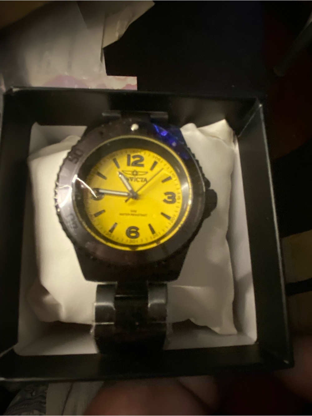 New Invicta Men's Black Watch with Yellow Dial